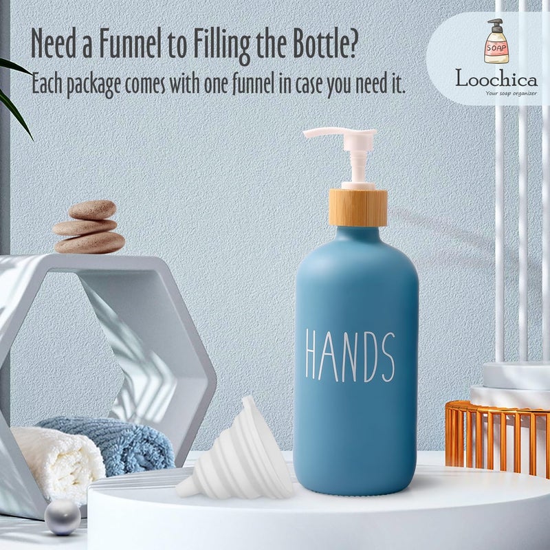 Loochica Blue Glass Kitchen Soap Dispenser, Detergent Dispenser or Hands Soap Dispenser for Kitchen Sink, Blue Soap Dispenser, Modern Blue Decor Soap Pump for Kitchen Organization - Image 5